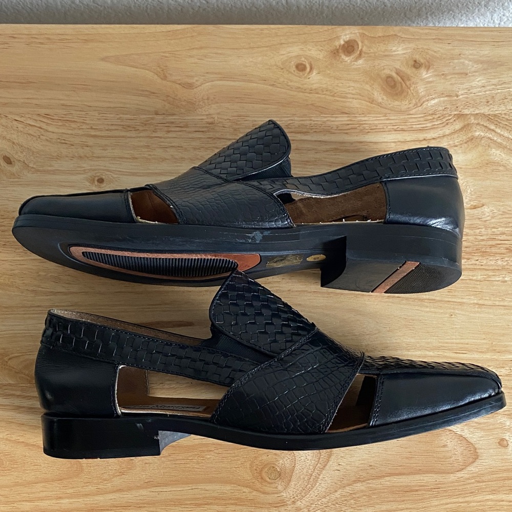 Mario Morroni Black Woven Men's Loafers - Picture 6 of 14
